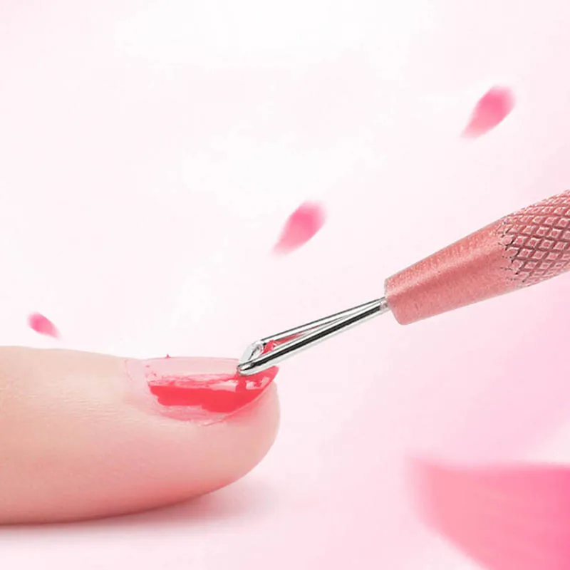 2pcs Cuticle Remover Pusher UV Gel Nail Polish Remover Stainless Steel