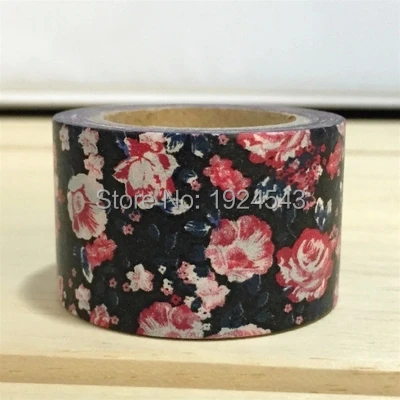 Красивая 30 мм* 10 м Высокое качество Васи бумажная лента/черный фон благородный Роза маскирующие Япония васи ленты