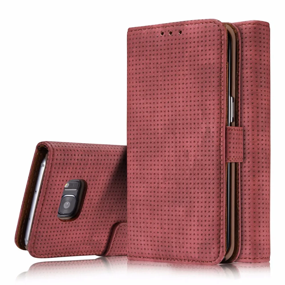 

For Samsung Galaxy S7 Edge phone Case Retro mesh Luxury PU leather + PC phone case Cover Wallet Magnetic Flip Stent Card slot