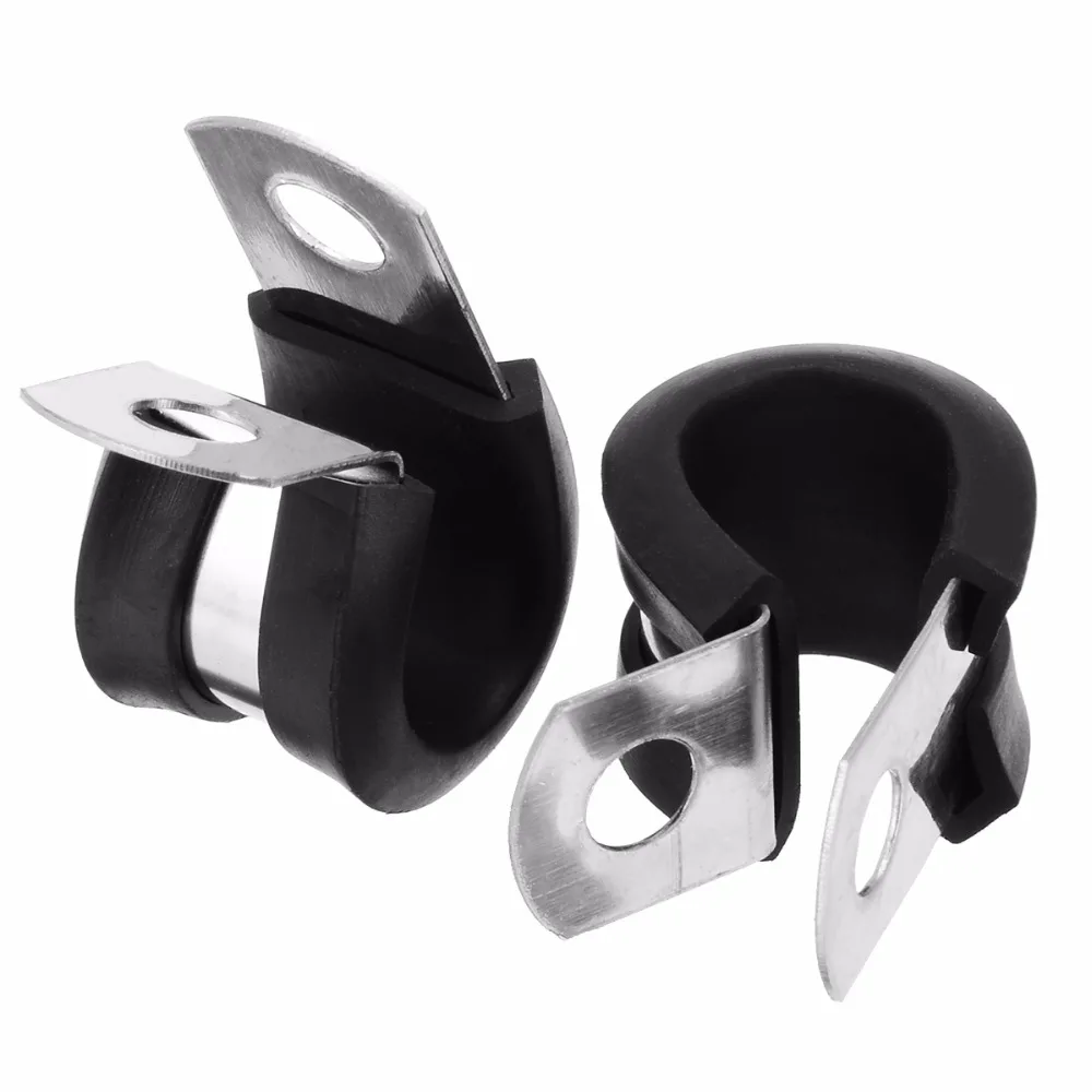 

10Pcs Cable Wire Hose Pipe Clamp P Clips Rubber Lined Stainless Steel Tube Pipe Cable Mounting Bracket 13mm Mayitr
