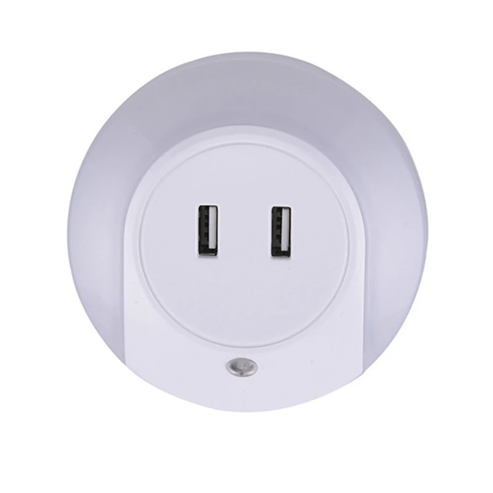 Светодиодный ночник с 2 usb-портом 5 В USB вилка адаптера зарядного устройства-в настенный светильник ЕС/США розетка лампа ночные светильники для спальни, туалета