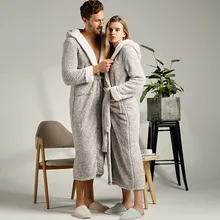 Осенне-зимний утолщенный коралловый флисовый халат для женщин серый теплый женская одежда платья Удобные парные халаты пижамы MA50202