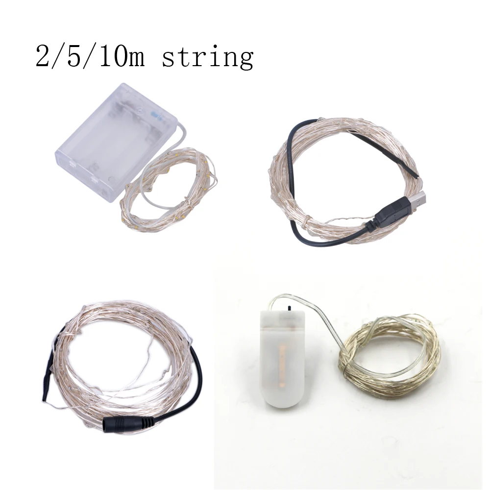 

2m 5m 10m Copper Wire Fairy Garland Lamp LED String Lights Bottle Christmas Wedding Home Party Decoration Battery DC usb power