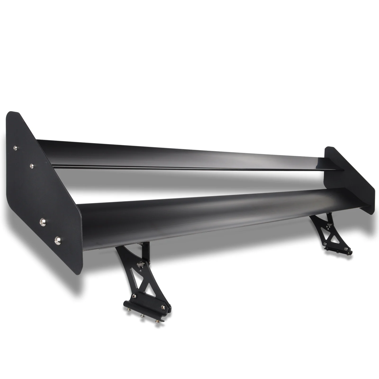 135cm 53 inch Universal Aluminum Double Deck Car Rear Trunk GT Car Spoiler Wing Black Adjustable Rear Bumper Protector Spoiler