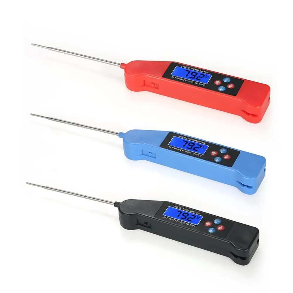 

Digital Instant Read Voice Broadcast Food BBQ Cooking Thermometer with LCD Backlit Display Foldable Probe for Steak Milk Water M