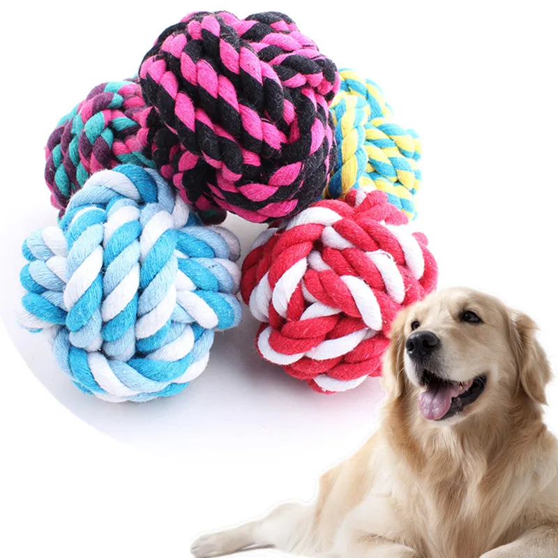 Pets Rope Ball Toys Bite Colorful Squeak Dog Wool Pet Puppy Chew 30% off | Дом и сад