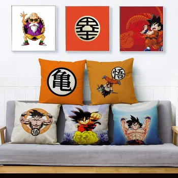 

Japan Anime Dragon Ball Print Throw Pillow Cover 45*45cm Textile Cushion Covers Linen Pillow Case Sofa Home Decor Pillows Cases