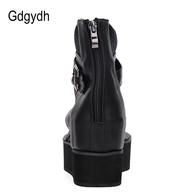 Женские босоножки на танкетке Gdgydh черные шлепанцы платформе и высоком каблуке