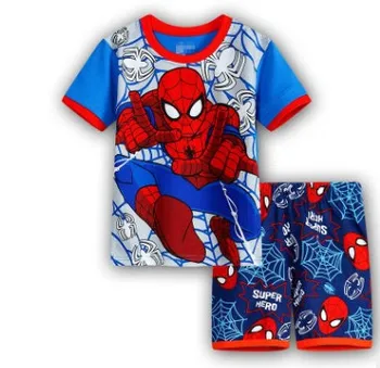 

2019 New Kids Boys Girls Clothes Baby Pajamas Summer Short Sleeved Set Cartoon Spiderman Minnie Lackey Children's Sleepwear
