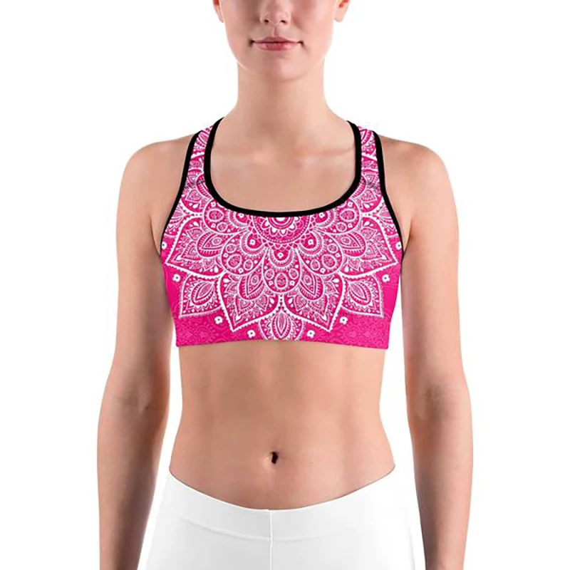 LI-FI Mandala Print Sports Bra High Stretch Breathable Top Fitness Women Padded for Running Yoga Gym Seamless Crop Bra Sport Bra - Цвет: SY2B
