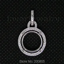 Винтаж Круглый 12 мм 18 к белое золото натуральный алмаз установка ожерелье кулон для помолвки ювелирные изделия WP032