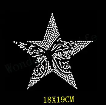 

Free shipping star butterfly nice design in dot design hotfix Rhinestone Iron On Heat Transfer Hot Fix Bling