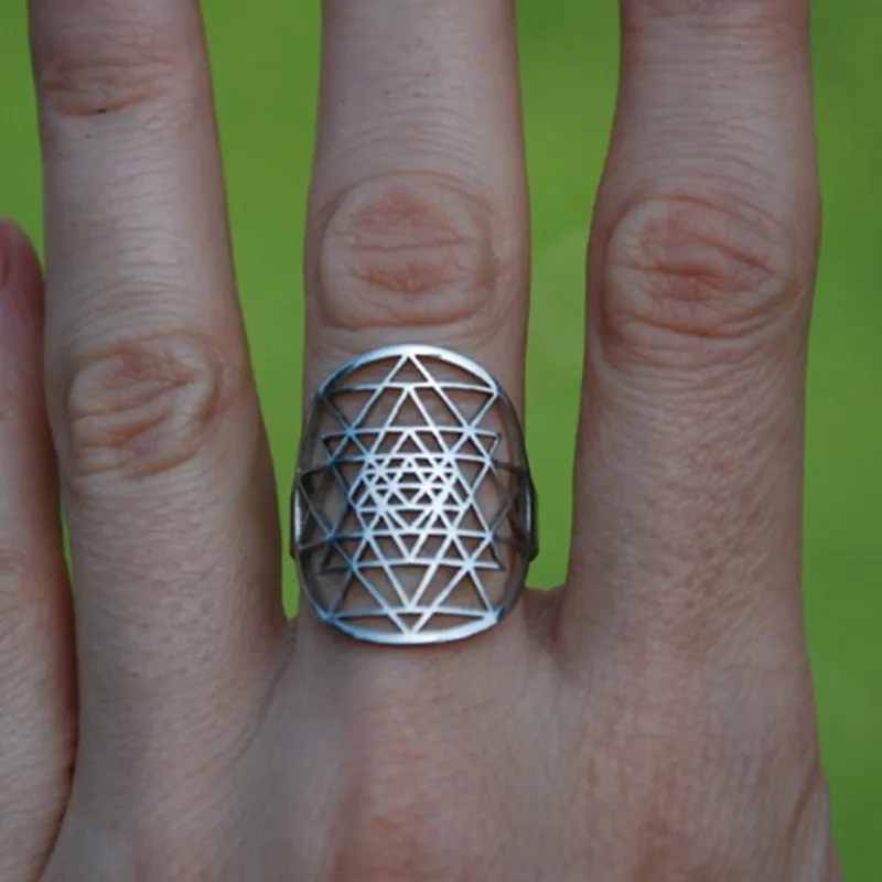Дропшиппинг Sri кольца-Янтры посеребренные кольца для женщин Регулируемый размер ювелирные изделия