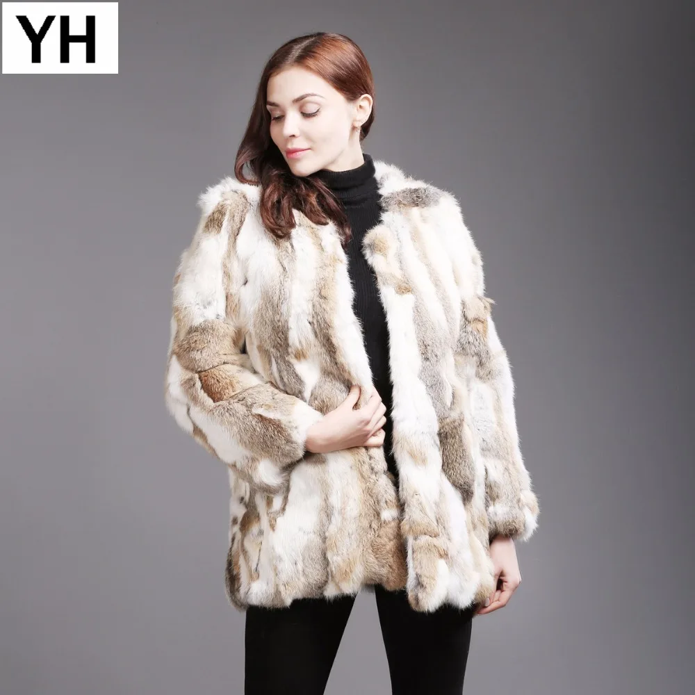 2018 New Hot Sale Women Real Rabbit Fur Coat Long Style 100 Genuine