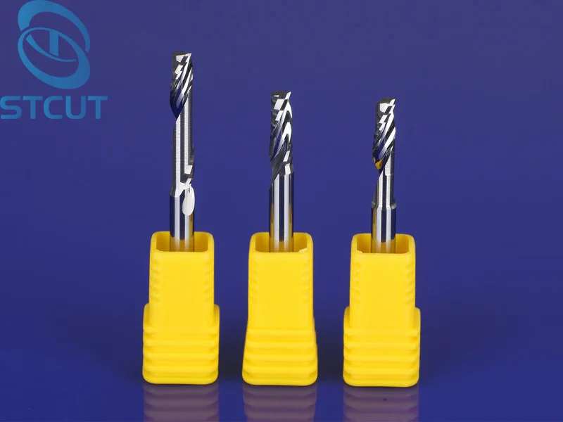 10PCS Single Flute Milling cutters for Aluminum CNC Tools Solid Carbide CNC flat End mills Router bitsaluminum composite panels