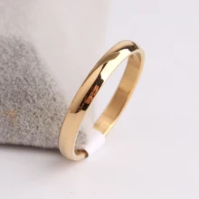 3 мм Золотой Цвет Гладкий светильник 316L нержавеющая сталь кольца для женщин