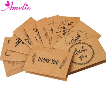 

50PCS Vintage Kraft Paper Birthday Card Writing Paper Stationery Wedding Party Supplies Thanksgiving Blessing Card Gift