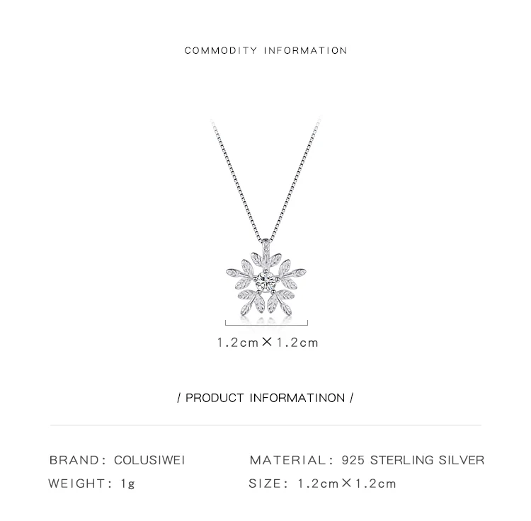 Modian Новое поступление 925 пробы Серебряное белое ожерелье со снежинками модное ожерелье с кулоном из кубического циркония для женщин
