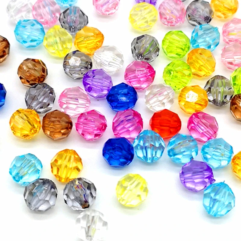 6/8/10/12mm Rondelle Faceted Acrylic Beads Loose Spacer Beads for Handmade DIY Necklace Bracelet Jewelry Making Wholesale