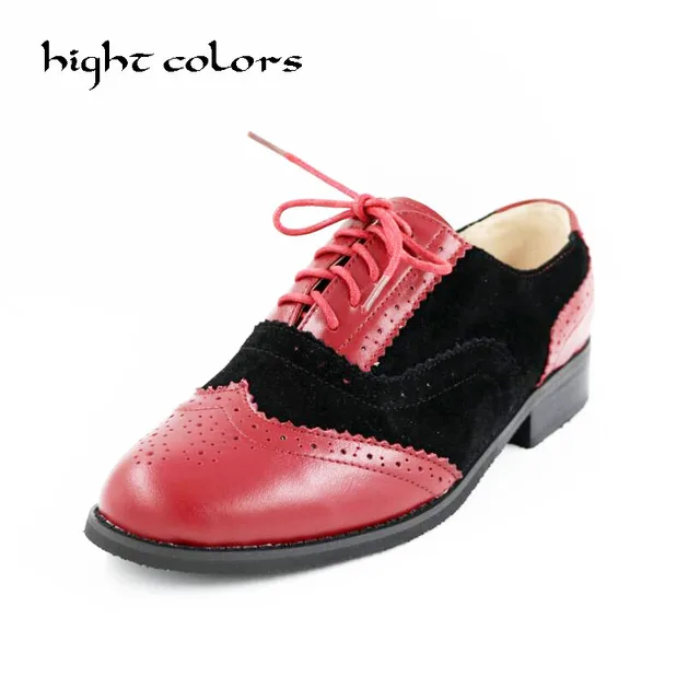 2018 Mode Style Britannique Oxford Richelieu Chaussures Pour Femmes Vintage Sculpté Bullock Véritable En Cuir Plat