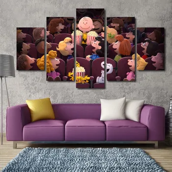 

Frameless 5Pcs Modular Pictures the Peanuts Cinema Poster Modern Painting on Canvas Pictures For Living Room Cuadros Decoracion