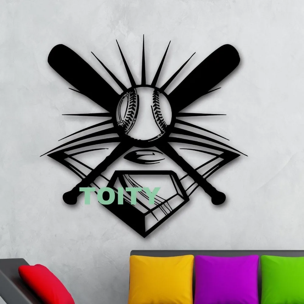 Baseball Player Sports Game Ball Bat Decor Wall Mural Vinyl Sticker Boy