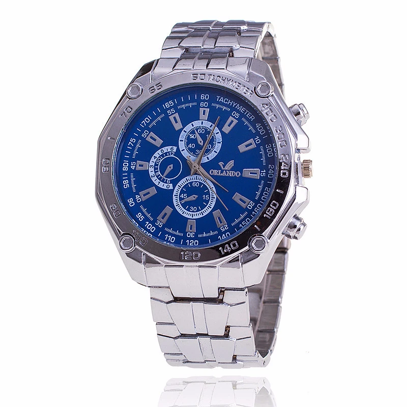 

Hot Sale ORLANDO Men Stainless Steel Analog Quartz Wrist Watch Luxury Male Watches Clock Relogio Masculino