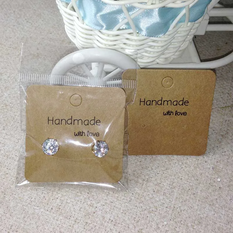 Wholesale Free Shipping Hot New DIY Hand font b Made b font With Love Kraft Earring