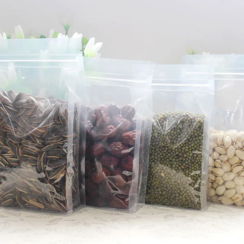 50pcs Ziplock Stand up Clear Pouch Side Gusset Bag Powder Flour Food