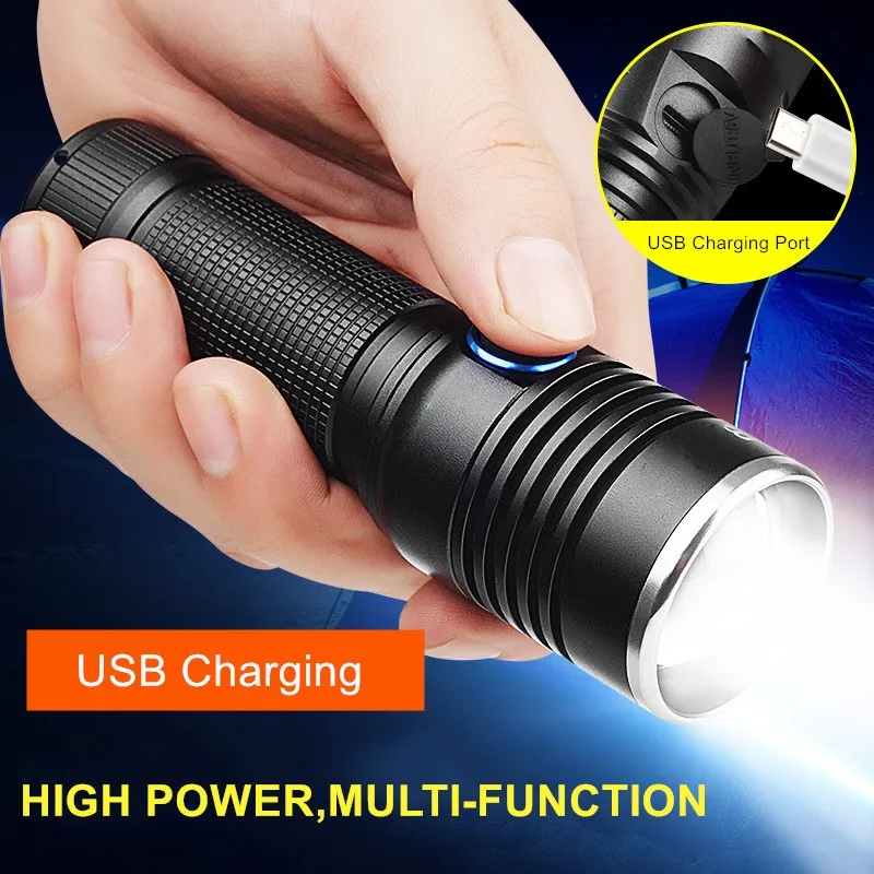 4000 Lumen LED XML T6 USB Rechargeable Flashlight 26650 Battery;Mini USB Light Portable Flashlight Torch 16340 Battery Lamps