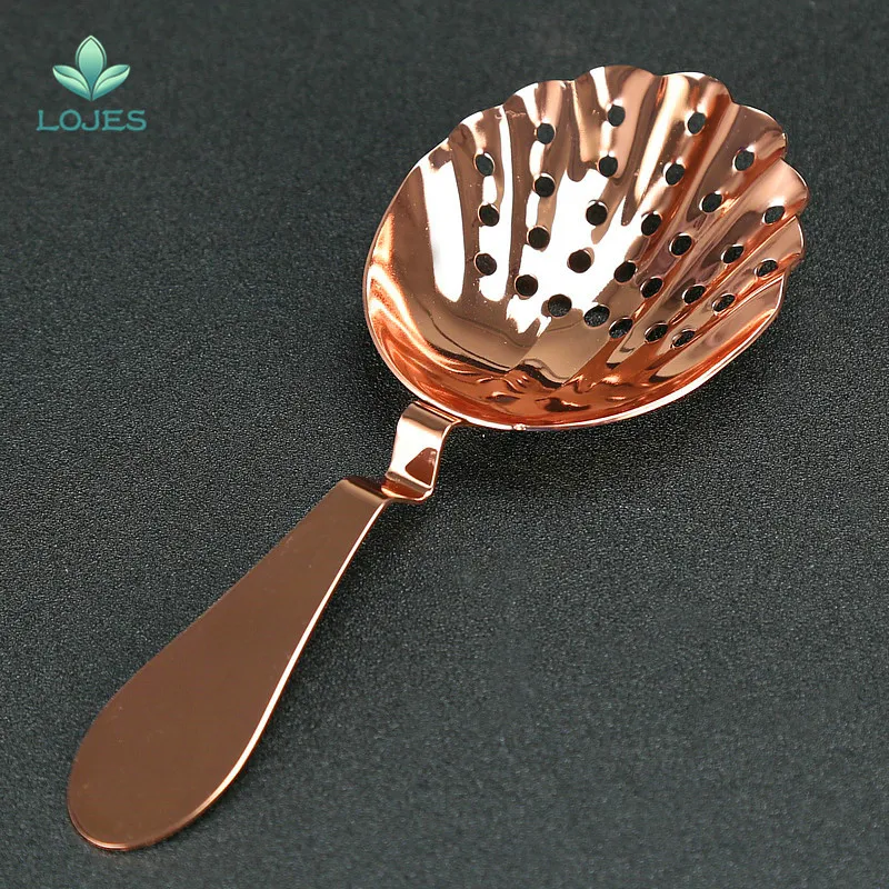 Shell Design Vintage Stainless Steel Julep Cocktail Strainer Copper