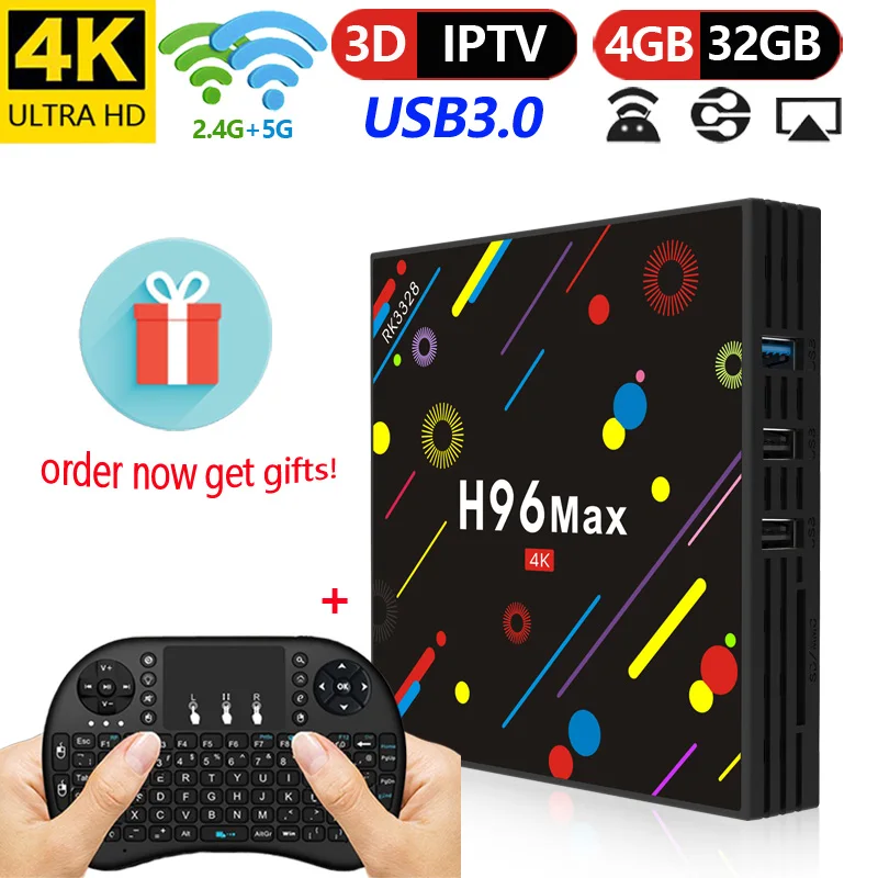 

H96 TV BOX 4 GB TV BOX H96 Max RK3328 Android TV BOX 4 GB RAM 32 GB RAM USB3.0 2,4g/5G WIFI IP TV Set Top Box pk MX10