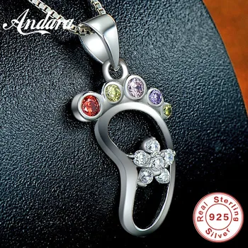 

100% Silver 925 Jewelry Necklace Heart Shaped Zircon Pendant Necklace Chain Length 45cm