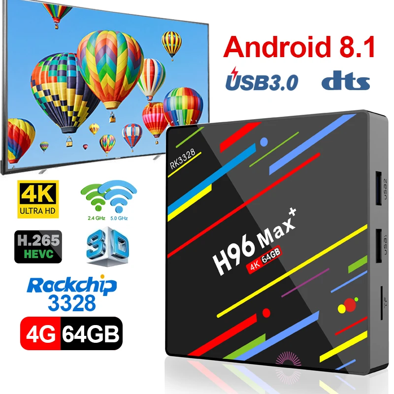 Rockchip RK3328 H96 MAX Plus TV BOX Android 8.1 Smart TV BOX 4 gb 32 gb 64 gb USB3.0 h.265 4 k MAX Set Top Boxe Media Player Rockchip RK3328 H96 MAX Plus TV BOX Android 8.1 Smart TV BOX 4 gb 32 gb 64 gb USB3.0 h.265 4 k MAX Set Top Boxe Media Player