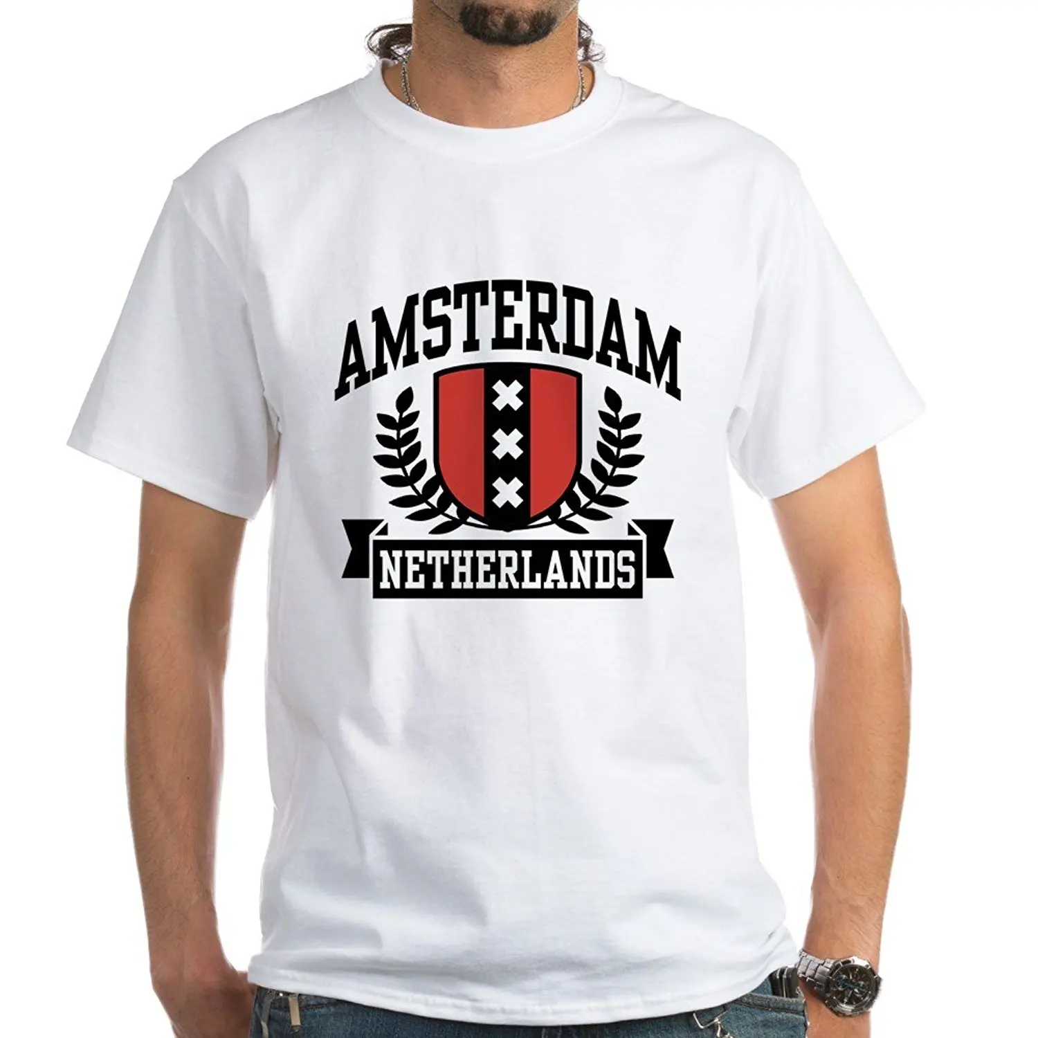 Amsterdam Netherlands White T Shirt 100 Cotton T Shirt, Whitein T