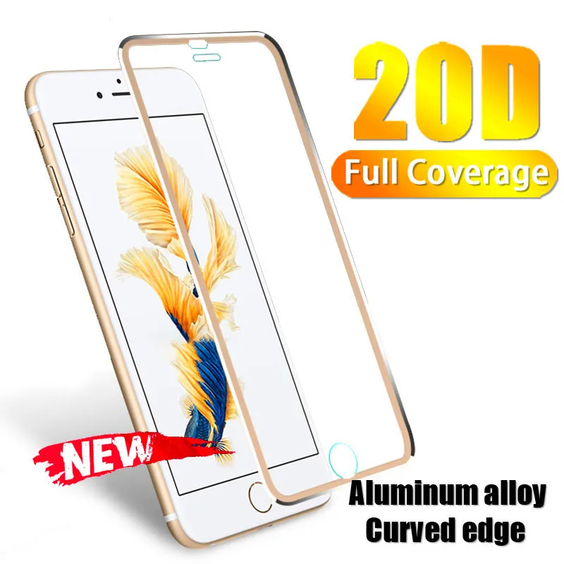 

20D Aluminum alloy Full Protective Glass On For iPhone 6 8 7 6s Plus Screen Protector Film For X 5 5S XR XS MAX Tempered Glass