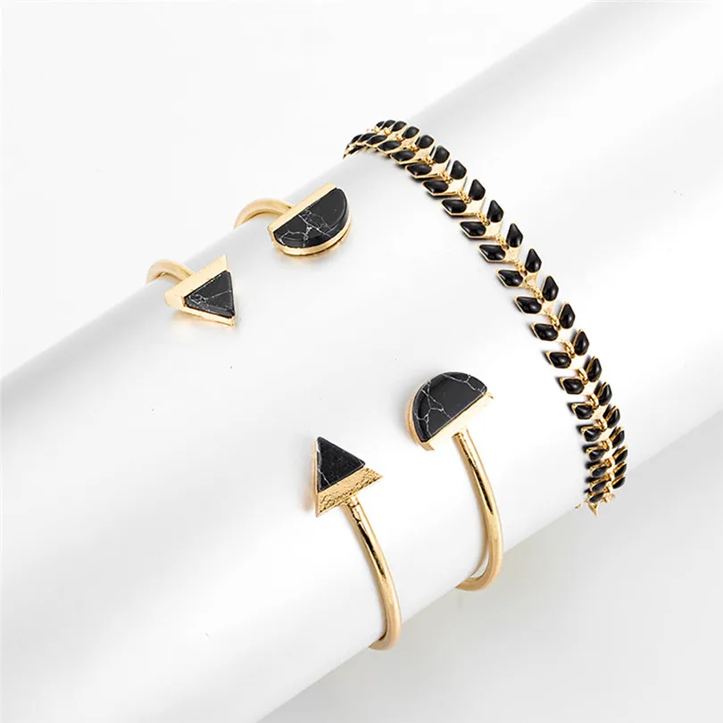 2019 New Women Men Fashion Bracelet Creative Leaves Wheat Ears Round Summer Beach Open Bracelet 3 Piece Set #E03 (10)