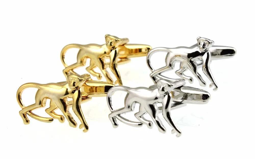 

Men's Cuff Links Golden Monkey Silver Gold CUFFLINKS for shirt M4319