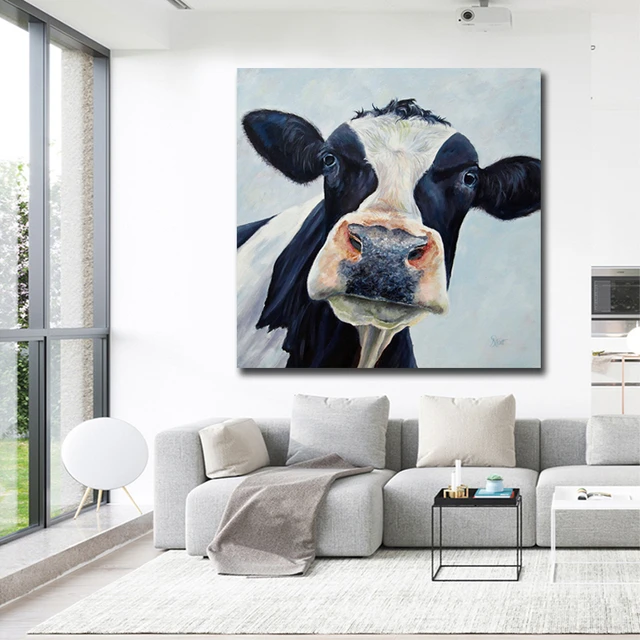 Modern Cute Cow Wall Art Picture Printed Canvas Oil Painting On Prints  Dropshipping Cheap Posters Prints For Living Room - AliExpress