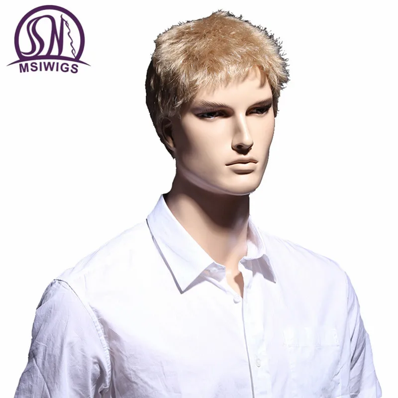 MSIWIGS Men's Wigs Blonde Short Wig for Men Japanese KA Fiber Straight