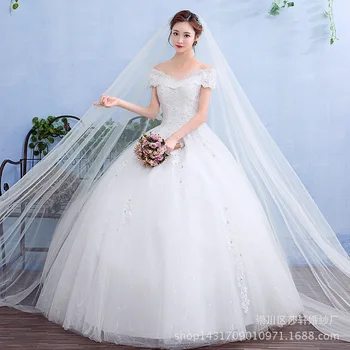 

Vestido de Noiva Gorgeous Wedding Dresses 2019 Puffy Cap Sleeve Ball Gown Arabic Lace Bridal Wedding Gown Vintage