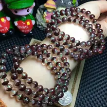 Браслет из натуральных кристаллов Красный фантом, призрак кварцевый драгоценный камень 7 мм 3 ряда AAA