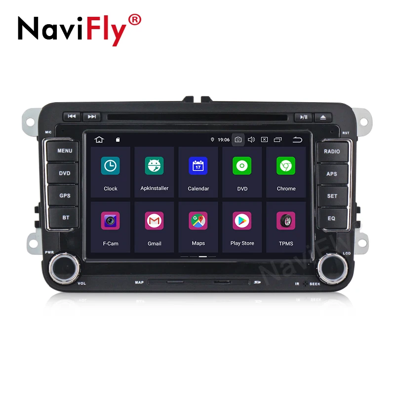 Discount NaviFly Android9.0 IPS Screen DSP Audio car dvd player forVW polo golf passat tiguan skoda yeti superb rapid for skoda gps navi 4