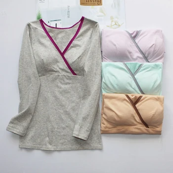 

Spring Autumn Breastfeeding Shirt For Pregnant Women Cotton Breastfeeding T Shirt Female Maternity Clothes H80