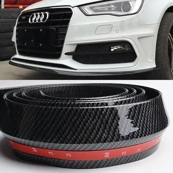 

Universal Fake Carbon Fiber PU Car Front Bumper Lip Spoiler Splitter Side Skirt Car Boky kit Trim 2.5 meters