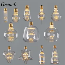 Christmas bulbs ST64 A60 G80 G95 Ретро звездное небо диммируемая Светодиодная лампа 3 Вт 2200 к E27 220 В бутылка вина декоративная фейерверк лампочка лампада СИД