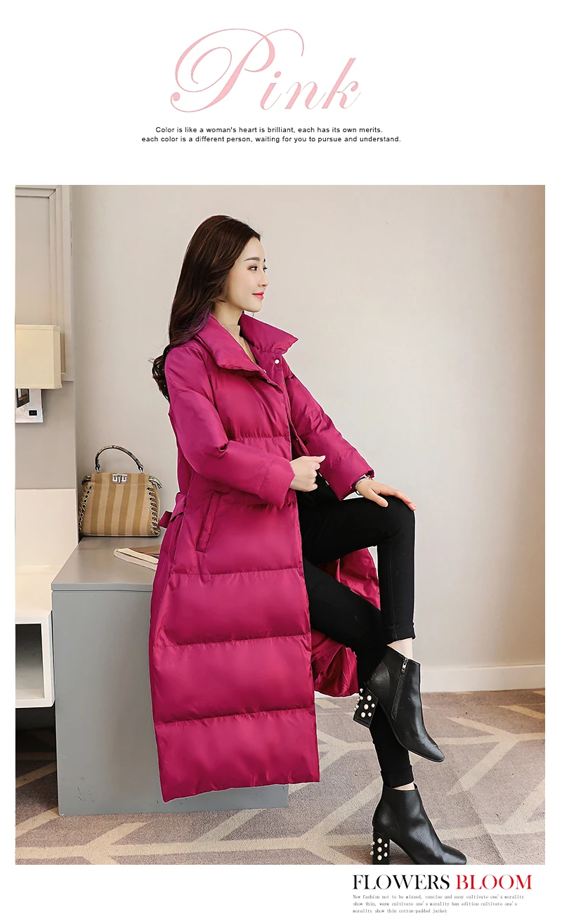 Wmswjh новые женские зимние куртки модные парки длинное пуховое хлопковое пальто простая верхняя одежда толстая теплая хлопковая куртка с поясом WJM286