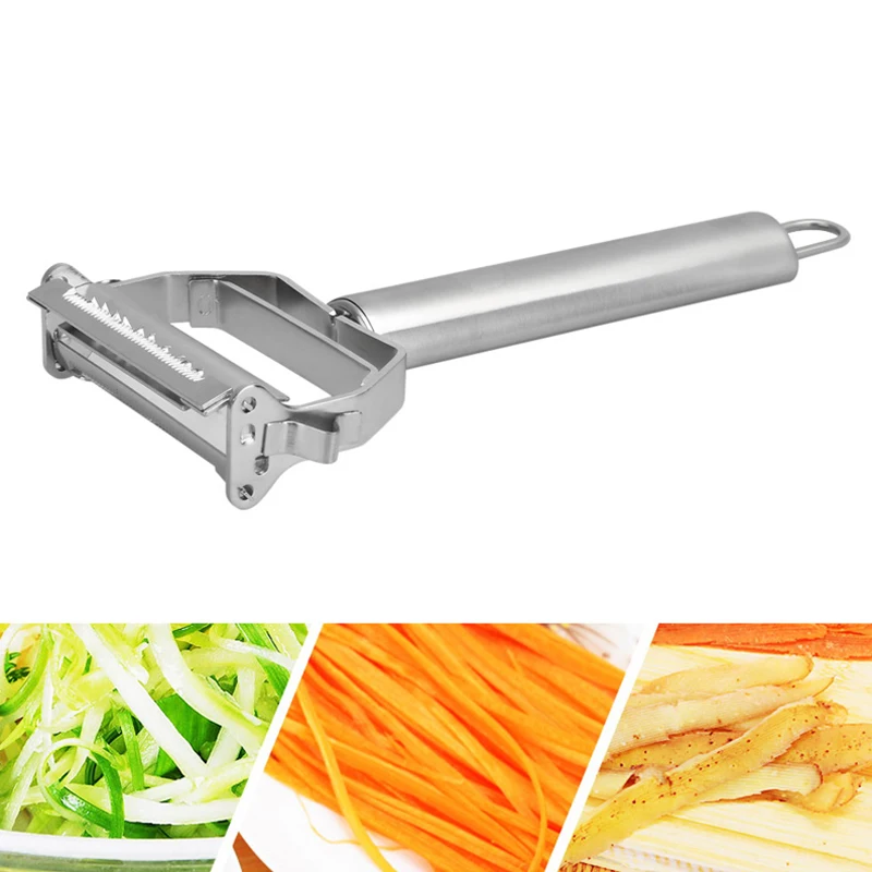 Stainless Steel Julienne Peeler 2 In 1 Fruit Vegetable Potato Carrot Peeler Sharp Slicer Cutter Shredder Cooking Kitchen Gadgets (1)