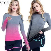 Voobuyla Осенняя спортивная женская футболка для бега Спортивная быстросохнущая одежда для фитнеса с длинными рукавами футболки для йоги спортивные