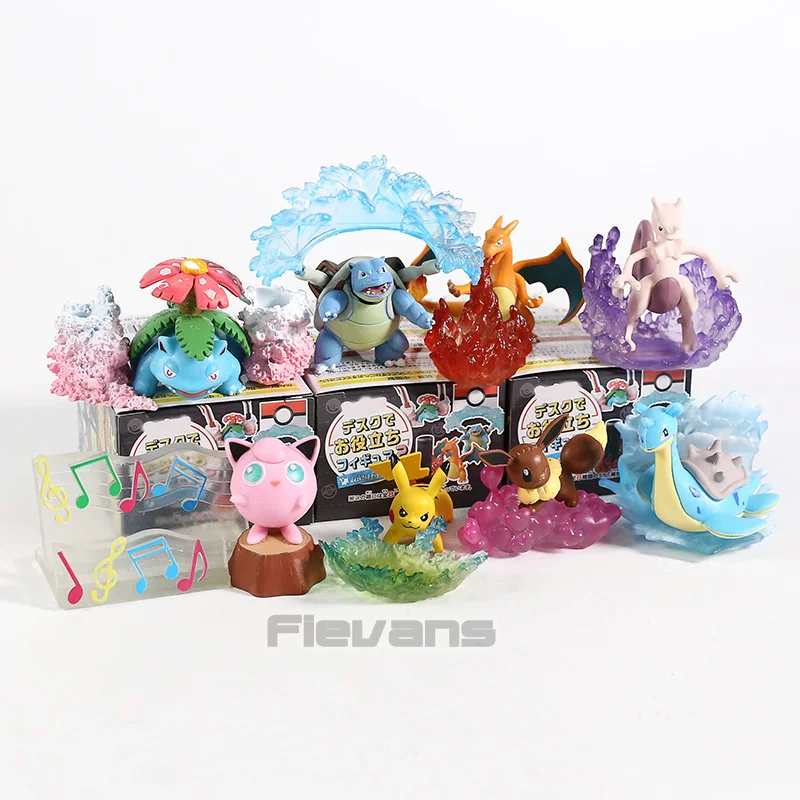 Anime XY Eevee Charizard Venusaur Blastoise Mewtwo Jigglypuff Lapras Mini PVC Figures Collctible Toys 8pcs/set